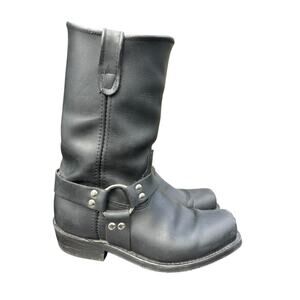 Double H 10 inch Western Harness Cowboy Boot Black Leather Men size 9.5 EE wide